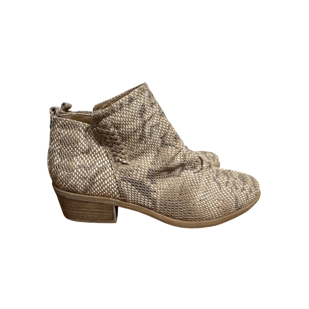 Bate Snakeskin Ankle Boots‎ Women 8 Beige Excellent Slouchy Metallic Bootiesfoo